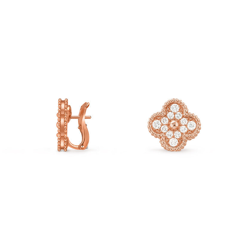 [Limara]15MM CLOVER FLOWER STUD EARRINGS ROSE GOLD COLLECTION