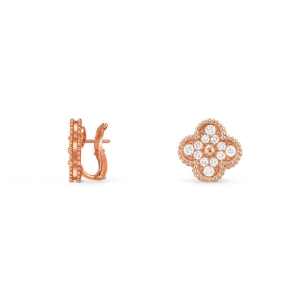 [Limara]15MM CLOVER FLOWER STUD EARRINGS ROSE GOLD COLLECTION