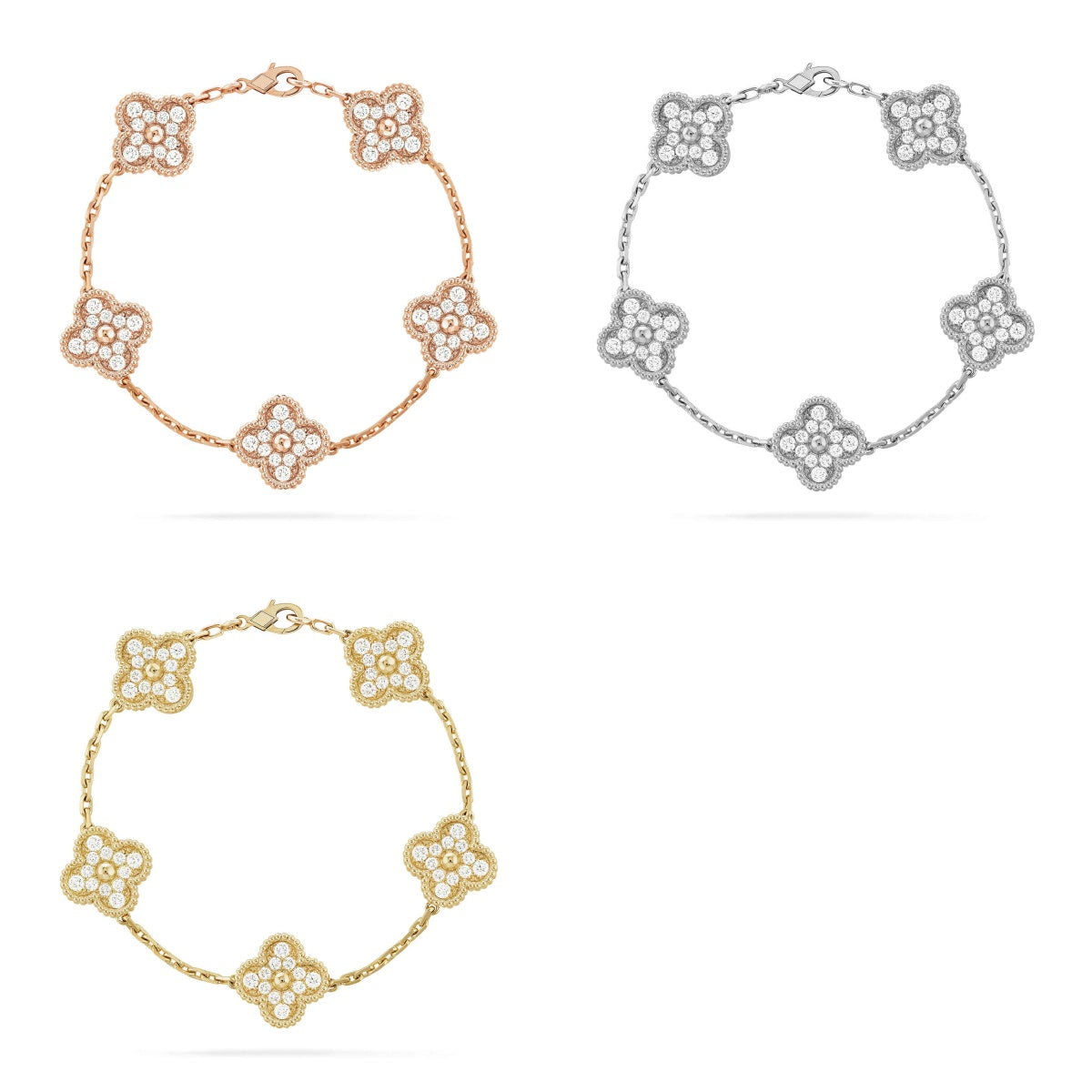 [Limara]  CLOVER 5 MOTIF FULL DIAMOND BRACELET COLLECTION