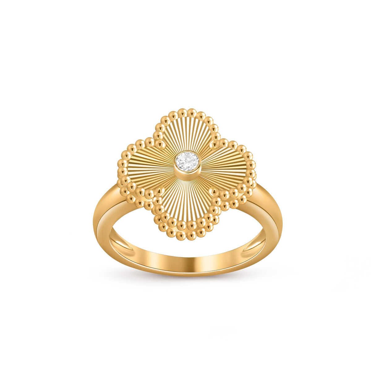 [Limara]LUCKY CLOVER DIAMOND-ACCENT GOLD RING COLLECTION