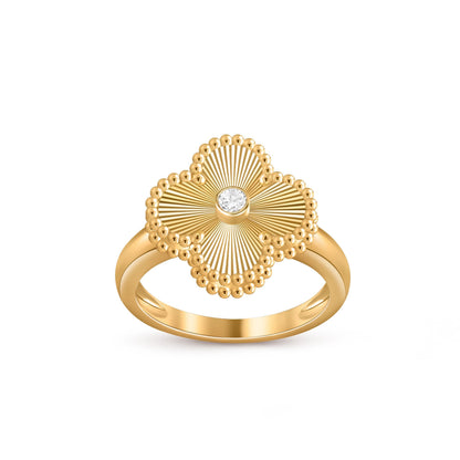 [Limara]LUCKY CLOVER DIAMOND-ACCENT GOLD RING COLLECTION