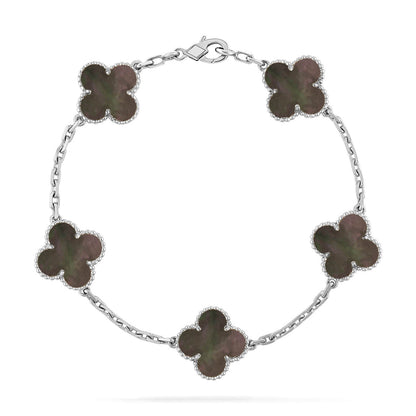 [Limara]LUCKY CLOVER 5-MOTIF BRACELET - GREY MOTHER-OF-PEARL COLLECTION