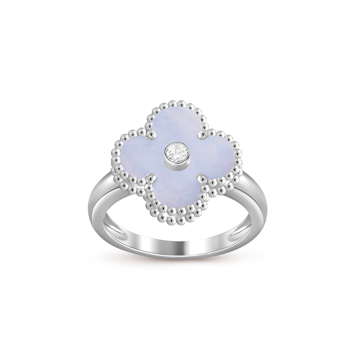[Limara]LUCKY CLOVER DIAMOND-ACCENT WHITE GOLD RING COLLECTION