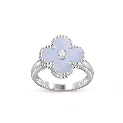 [Limara]LUCKY CLOVER DIAMOND-ACCENT WHITE GOLD RING COLLECTION