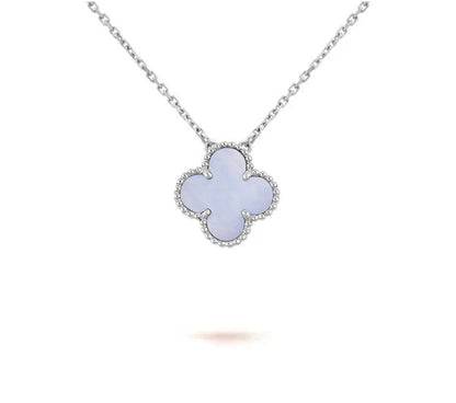 [Limara]15MM CLOVER FLOWER PENDANT NECKLACE WHITE GOLD COLLECTION