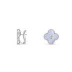 [Limara]15MM CLOVER FLOWER STUD EARRINGS DIAMOND-WHITE GOLD COLLECTION