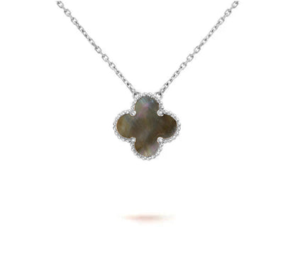 [Limara]15MM CLOVER FLOWER PENDANT NECKLACE WHITE GOLD COLLECTION