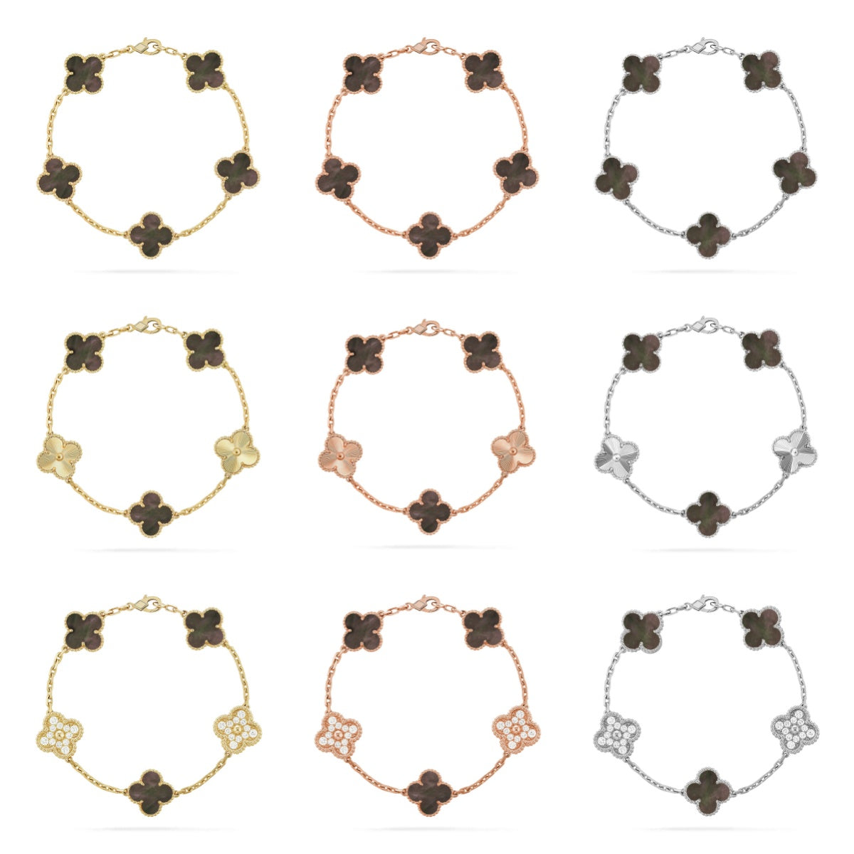 [Limara]  CLOVER 5 MOTIF GRAY MOP BRACELET COLLECTION