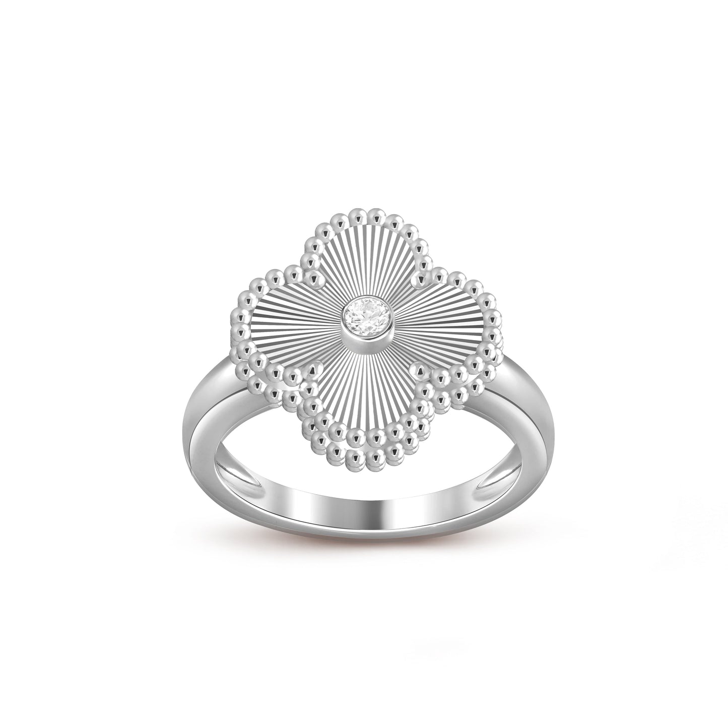 [Limara]LUCKY CLOVER DIAMOND-ACCENT WHITE GOLD RING COLLECTION