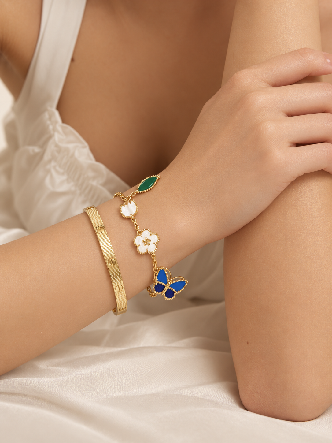 [Limara] Lucky Spring Butterfly 5-Motif & LOVE Unlimited Bracelet Stack Set