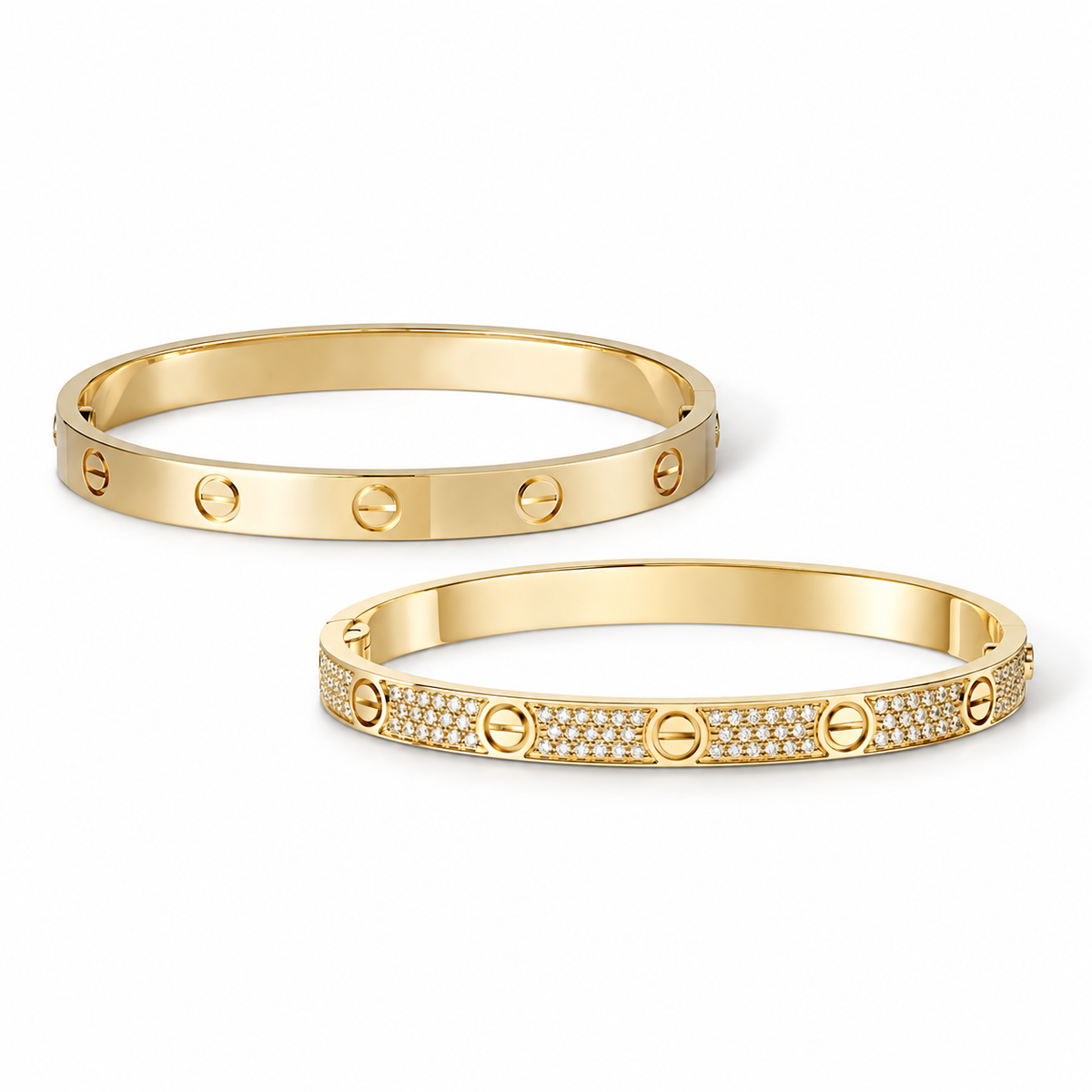 [Limara] LOVE  Classic & Diamond-Paved Bracelet Stack Set