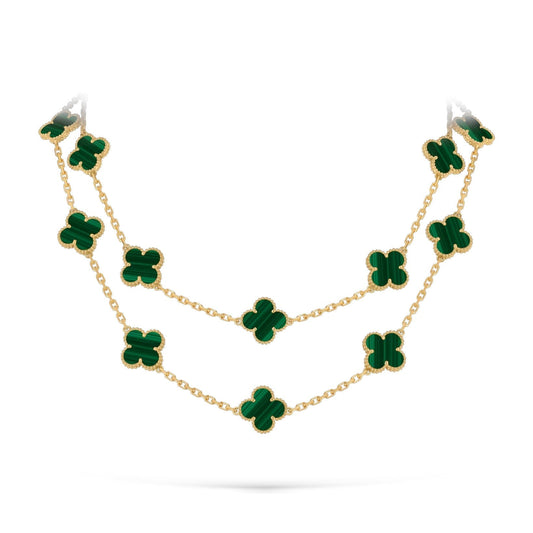 [Limara]CLASSIC 20-MOTIF LUCKY CLOVER LONG NECKLACE GOLD COLLECTION