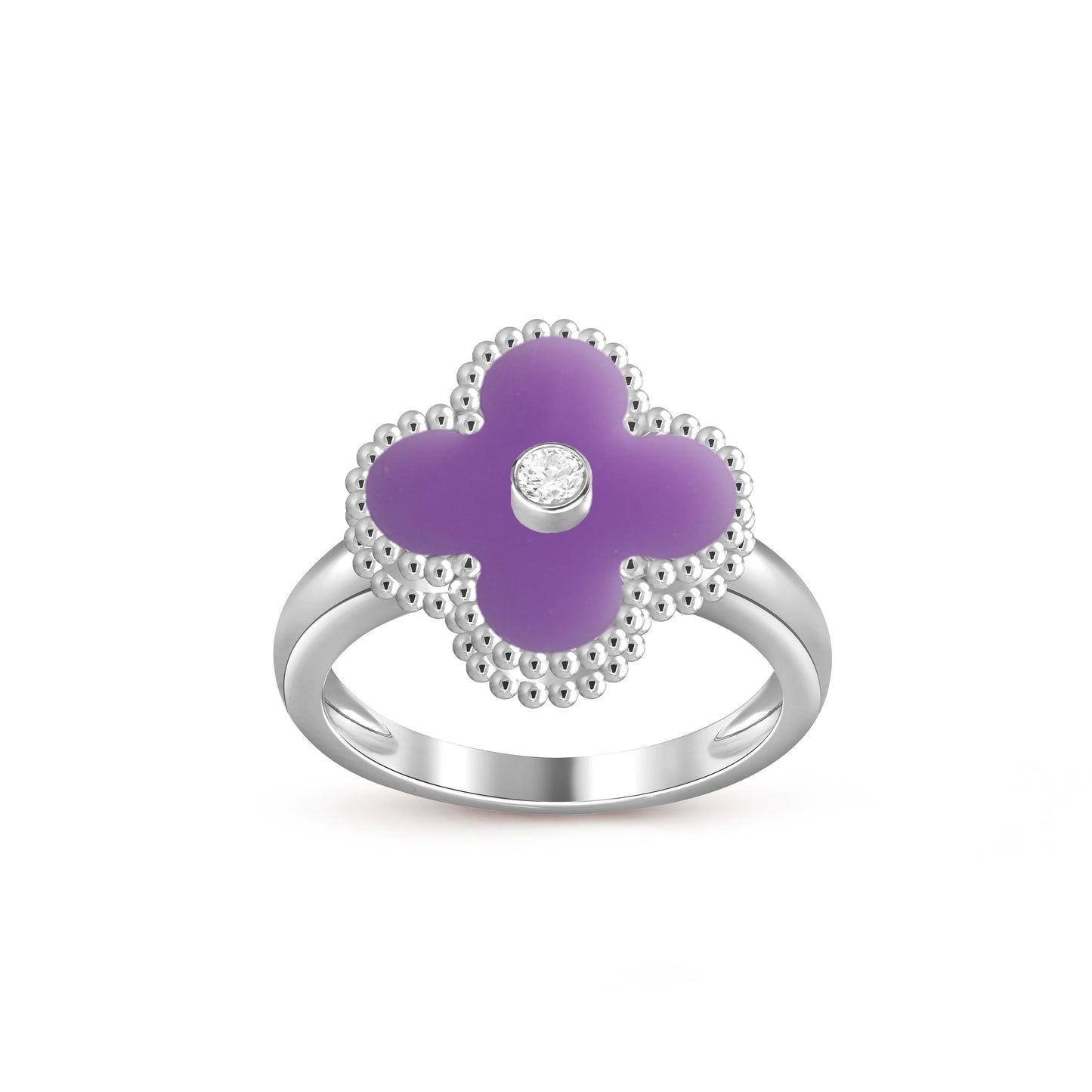 [Limara]LUCKY CLOVER DIAMOND-ACCENT WHITE GOLD RING COLLECTION
