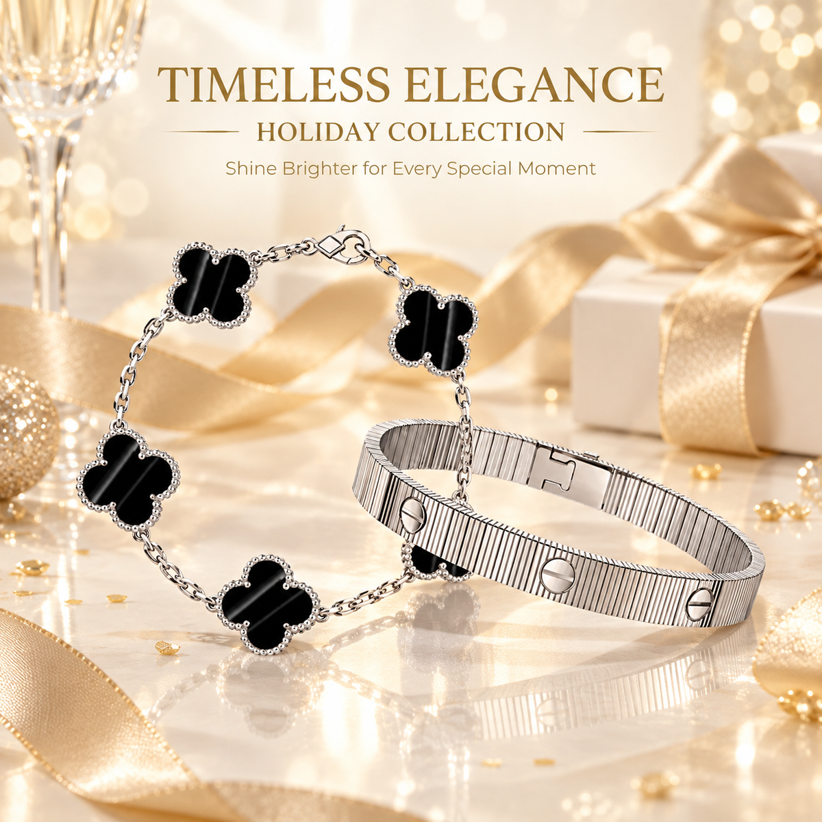 [Limara] Clover 5-Motif & LOVE Unlimited Bracelet Set
