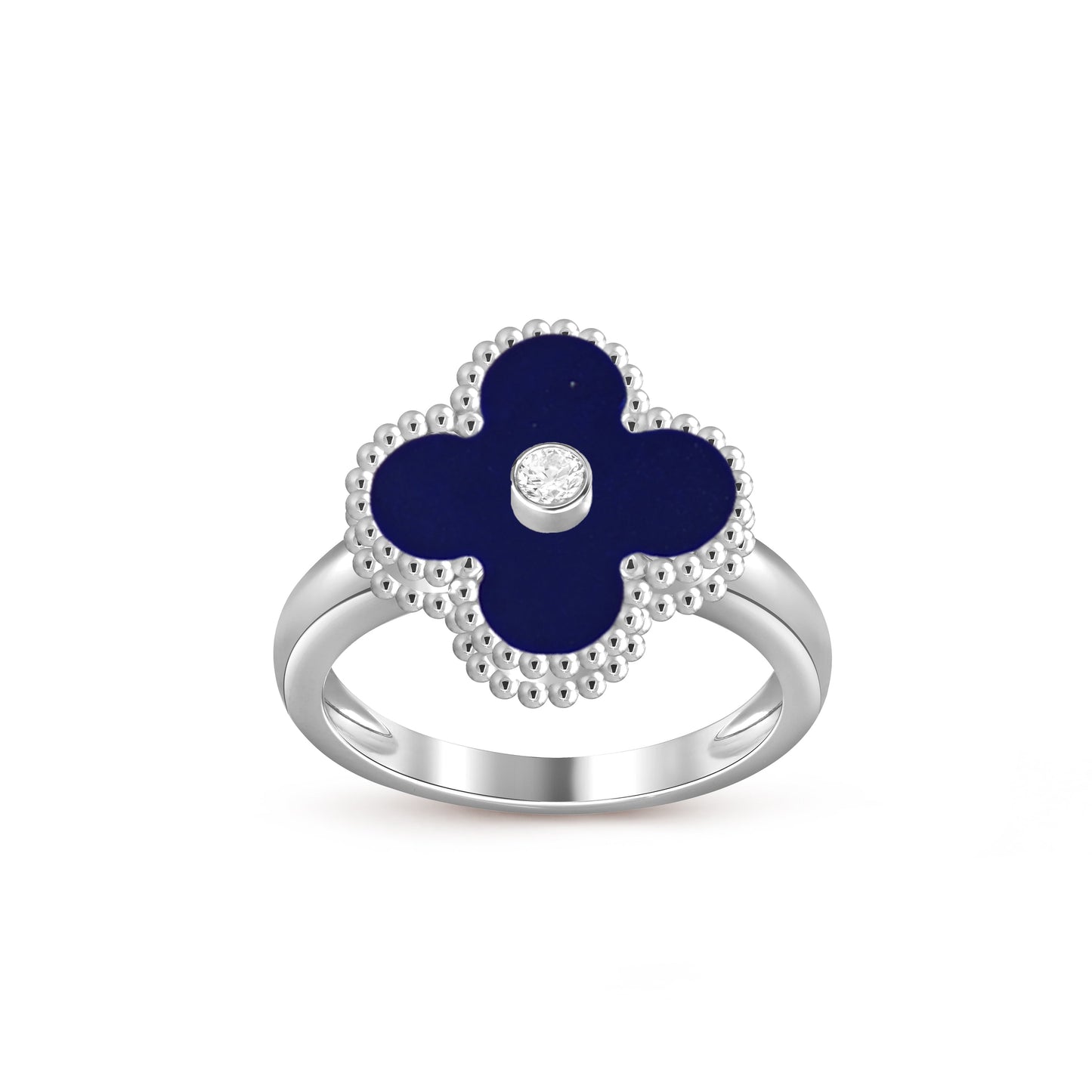 [Limara]LUCKY CLOVER DIAMOND-ACCENT WHITE GOLD RING COLLECTION
