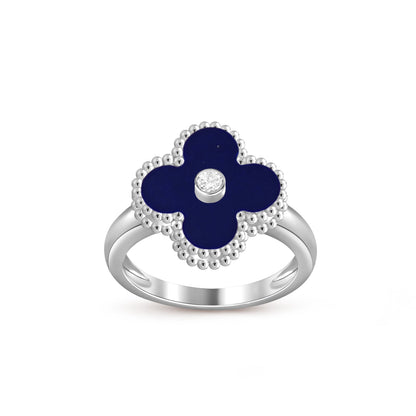 [Limara]LUCKY CLOVER DIAMOND-ACCENT WHITE GOLD RING COLLECTION