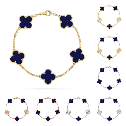 [Limara]LUCKY CLOVER 5-MOTIF BRACELET - LAPIS LAZULI COLLECTION