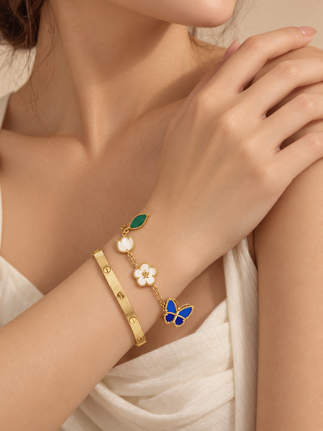 [Limara] Lucky Spring Butterfly 5-Motif & LOVE Unlimited Bracelet Stack Set