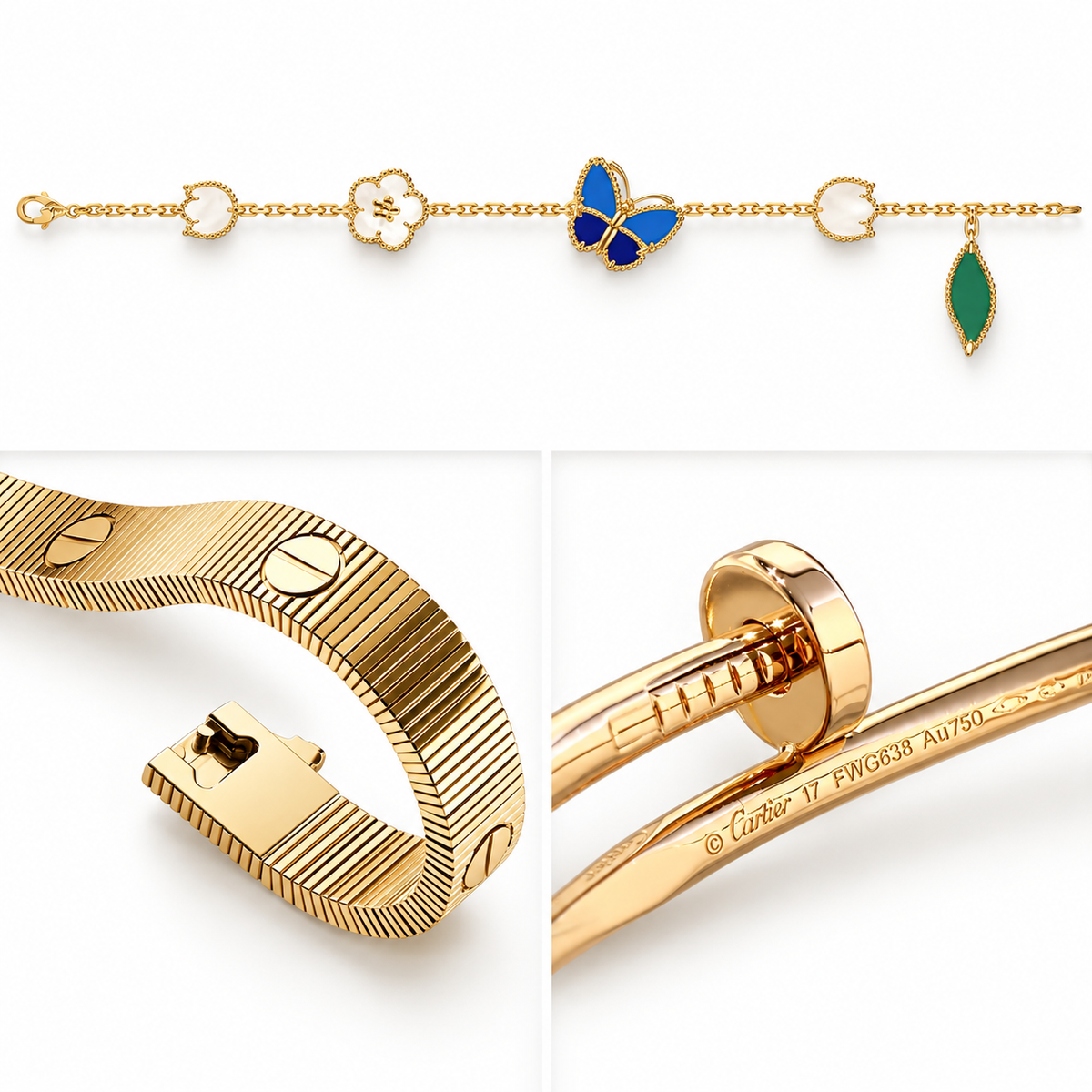[Limara]Clover Lucky Spring & Love & Juste Garden 3-Piece  Bracelet Stack Set