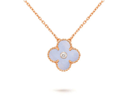 [Limara]15MM CLOVER FLOWER DIAMOND PENDANT NECKLACE COLLECTION