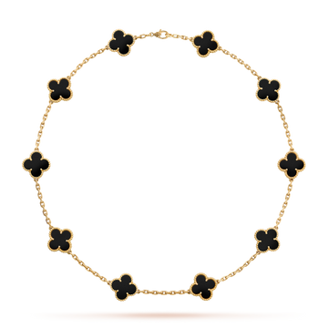 [Limara] CLOVER 10 MOTIFS ONYX NECKLACE