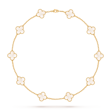 [Limara] CLOVER 10 MOTIFS PINK MOP NECKLACE