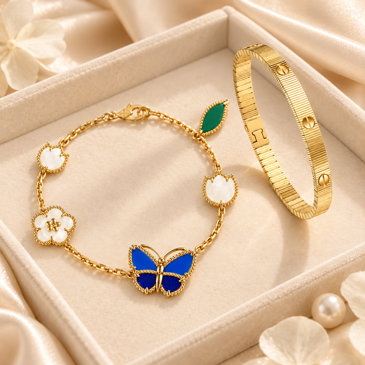 [Limara] Lucky Spring Butterfly 5-Motif & LOVE Unlimited Bracelet Stack Set