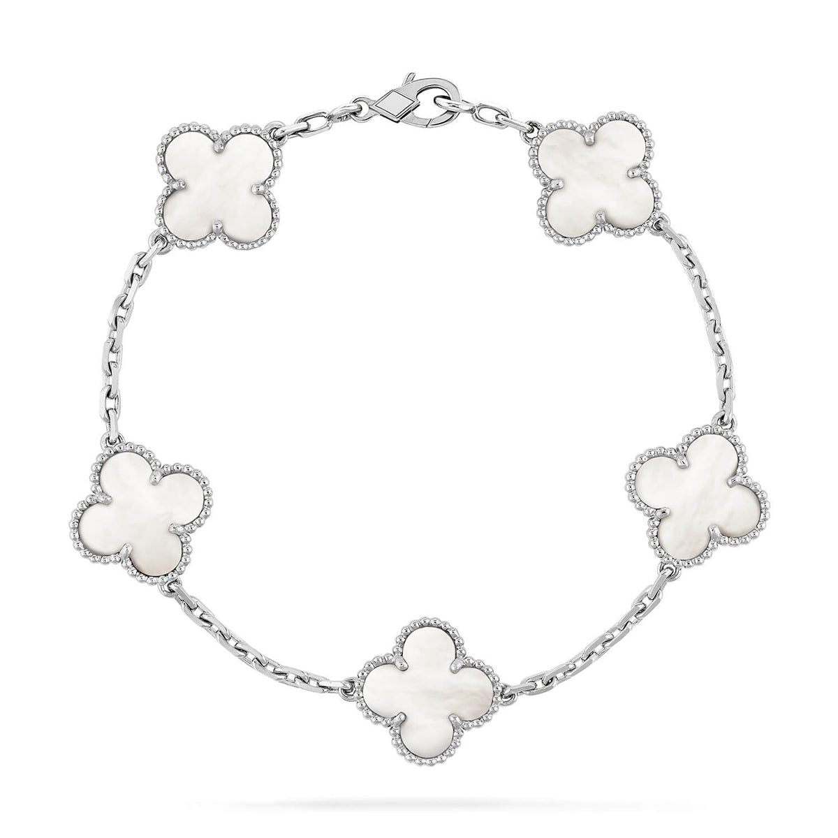 [Limara]LUCKY CLOVER 5-MOTIF BRACELET - WHITE MOTHER-OF-PEARL COLLECTION