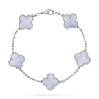 [Limara]LUCKY CLOVER 5-MOTIF BRACELET - PURPLE CHALCEDONY COLLECTION