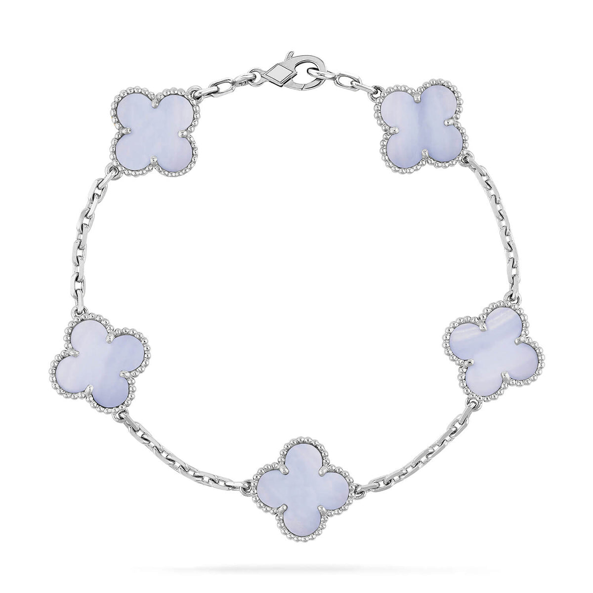 [Limara]LUCKY CLOVER 5-MOTIF BRACELET - PURPLE CHALCEDONY COLLECTION