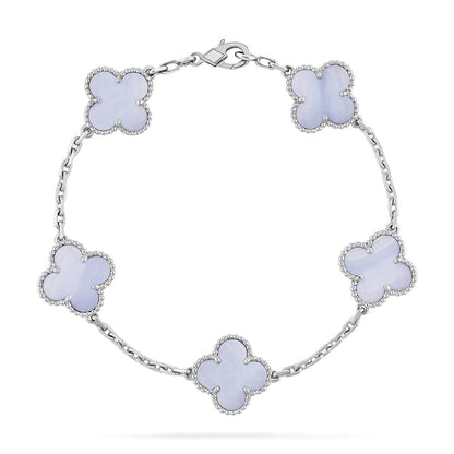 [Limara]LUCKY CLOVER 5-MOTIF BRACELET - PURPLE CHALCEDONY COLLECTION