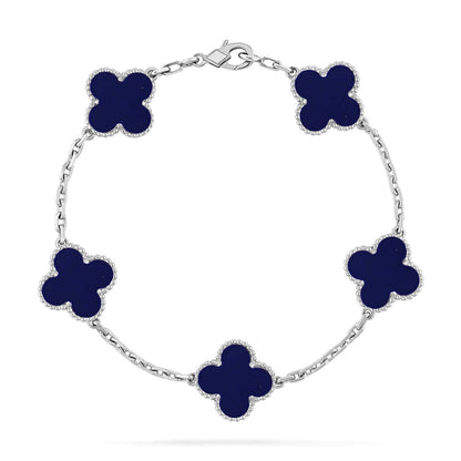 [Limara]LUCKY CLOVER 5-MOTIF BRACELET - LAPIS LAZULI COLLECTION