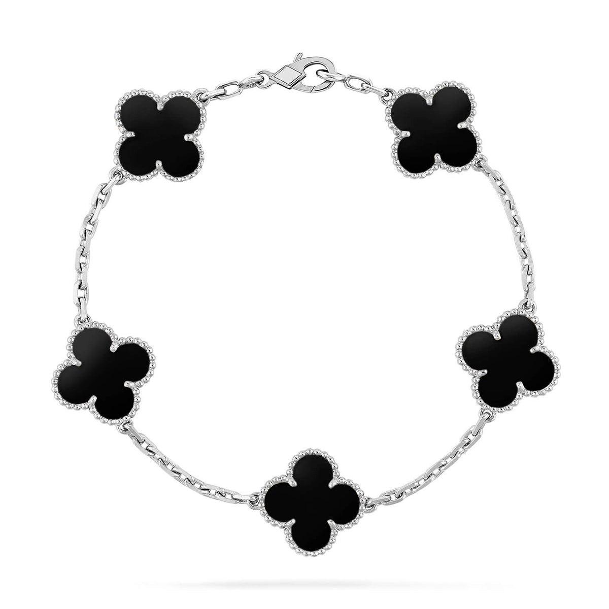 [Limara]LUCKY CLOVER 5-MOTIF BRACELET - BLACK OXNY COLLECTION