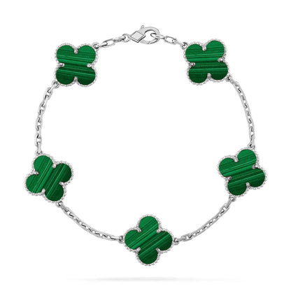 [Limara]LUCKY CLOVER 5-MOTIF BRACELET - MALACHITE COLLECTION