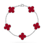 [Limara]LUCKY CLOVER 5-MOTIF-ARMBAND – KOLLEKTION ROTER KARNEOL