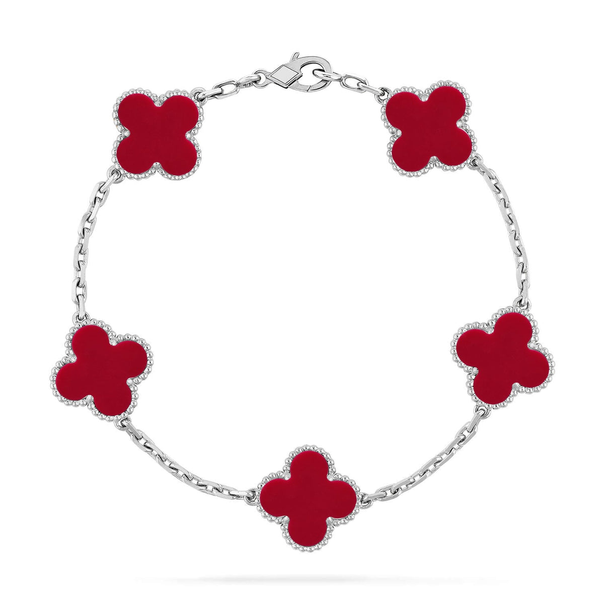 [Limara]LUCKY CLOVER 5-MOTIF BRACELET - RED CARNELIAN COLLECTION