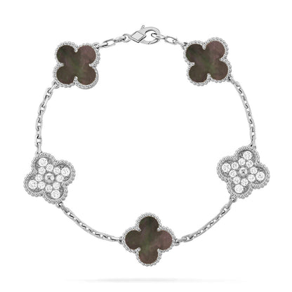 [Limara]LUCKY CLOVER 5-MOTIF BRACELET - GREY MOTHER-OF-PEARL COLLECTION