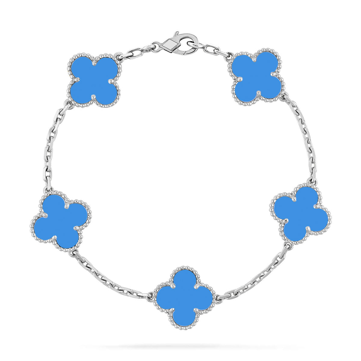 [Limara]LUCKY CLOVER 5-MOTIF BRACELET - BLUE AGATE COLLECTION