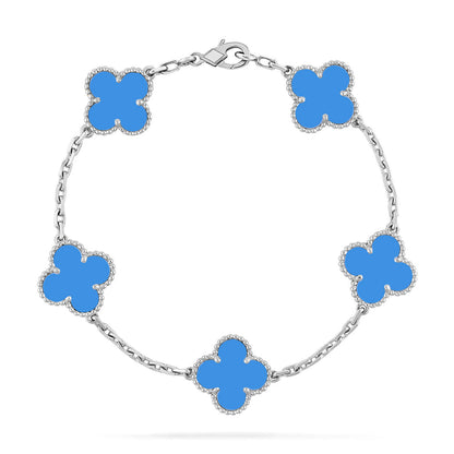 [Limara]LUCKY CLOVER 5-MOTIF BRACELET - BLUE AGATE COLLECTION