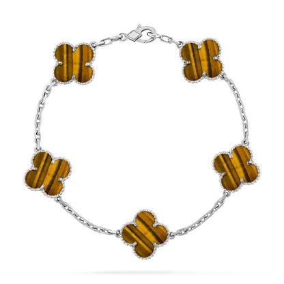 [Limara]LUCKY CLOVER 5-MOTIF BRACELET -  TIGER’S EYE COLLECTION