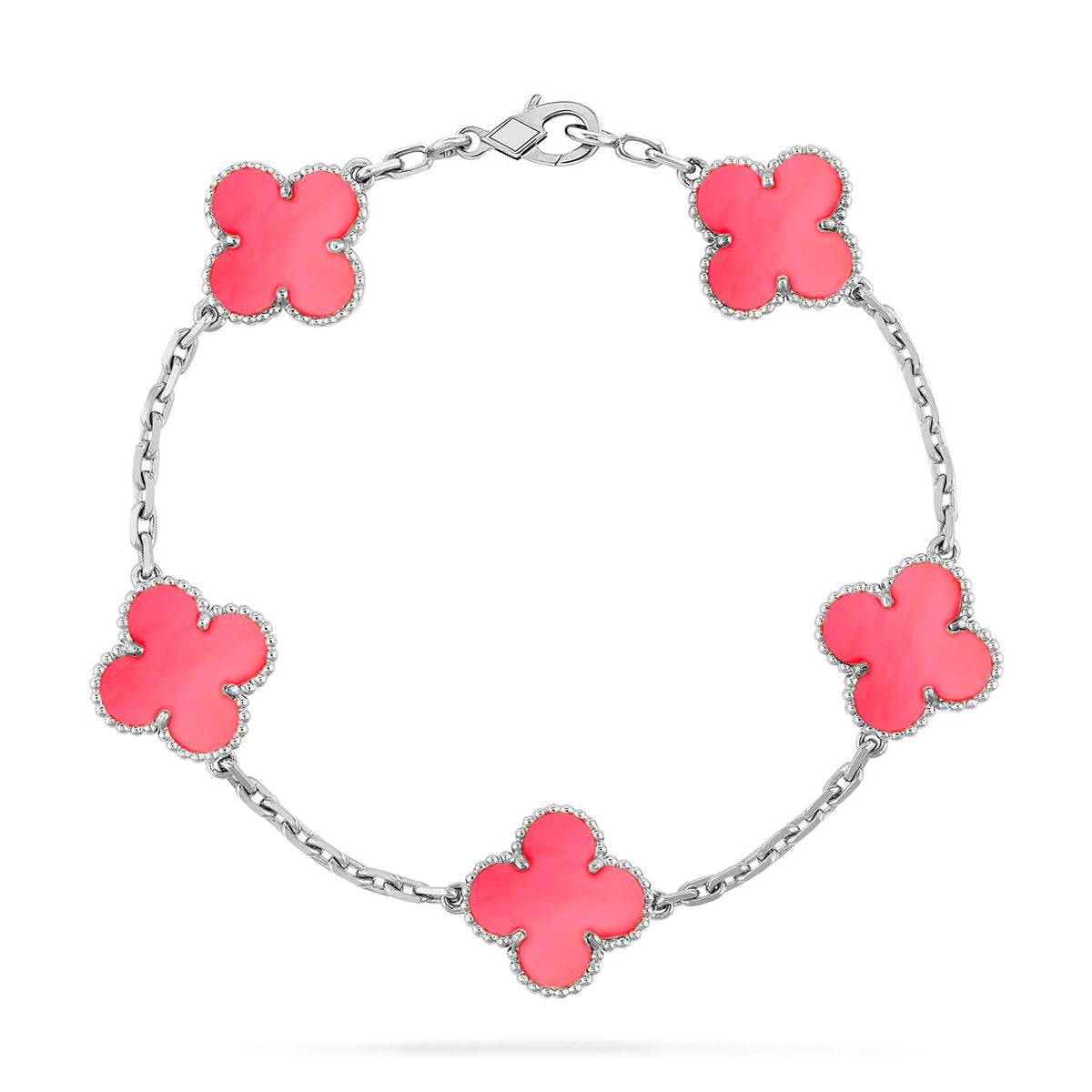 [Limara]LUCKY CLOVER 5-MOTIF BRACELET - PINK MOTHER-OF-PEARL COLLECTION