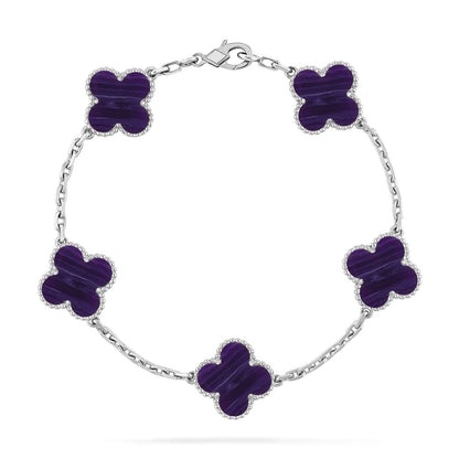 [Limara]LUCKY CLOVER 5-MOTIF BRACELET - CHAROITE COLLECTION