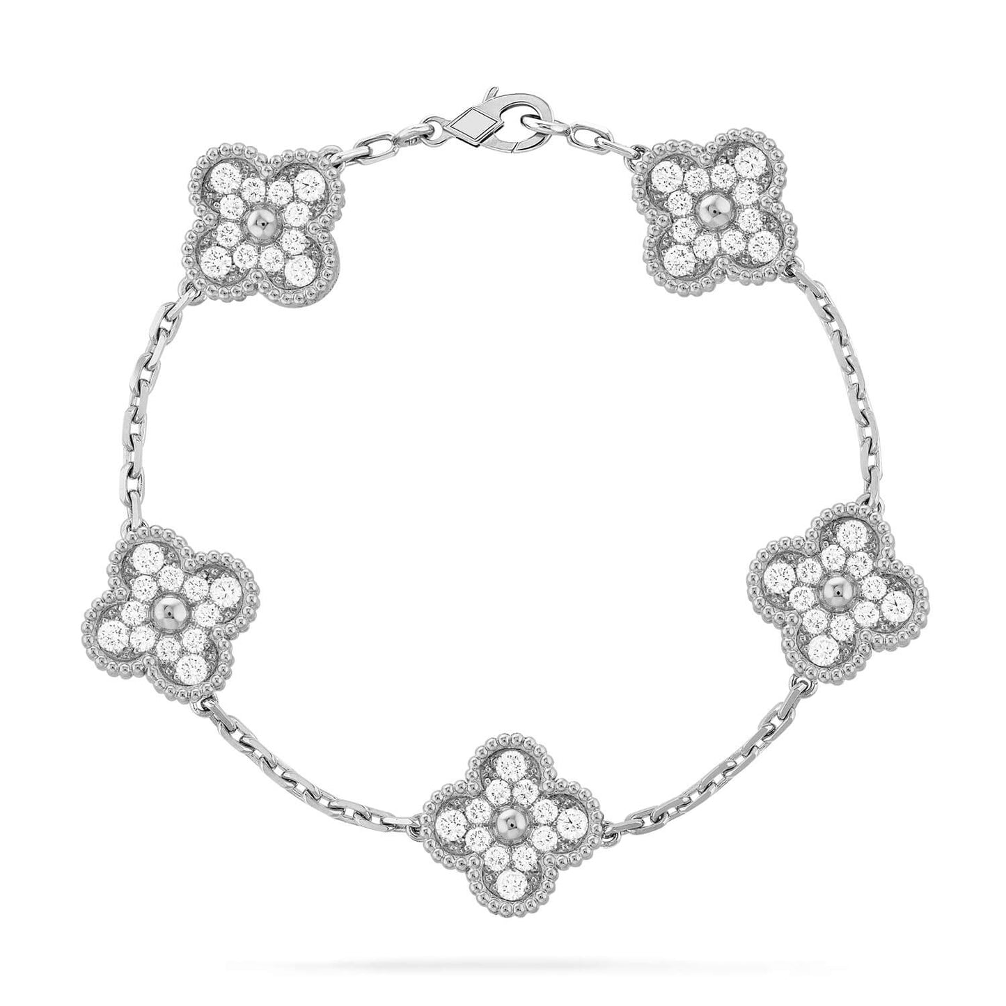 [Limara]LUCKY CLOVER 5-MOTIF BRACELET - FULL-DIAMOND