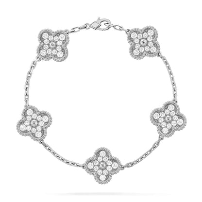 [Limara]LUCKY CLOVER 5-MOTIF BRACELET - FULL-DIAMOND