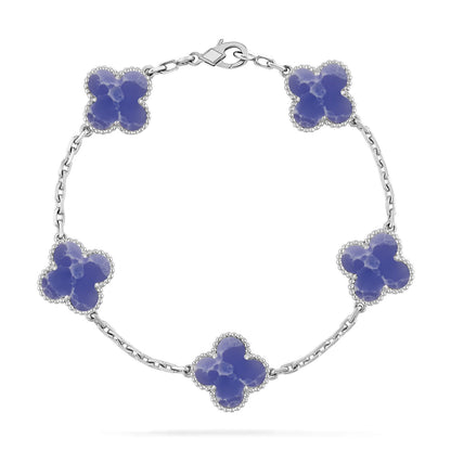 [Limara]LUCKY CLOVER 5-MOTIF BRACELET - BLUE LARIMAR COLLECTION