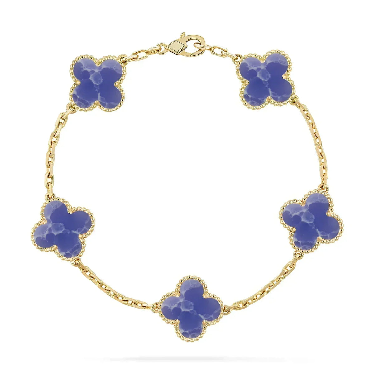 [Limara] LOVE & JUSTE & Blue Veins Clover 5-Motif Diamond Bracelet Stack Set