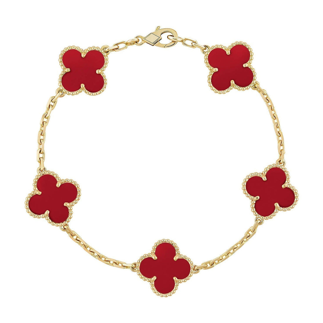 [Limara]  CLOVER 5 MOTIF RED CORNELIAN BRACELET COLLECTION