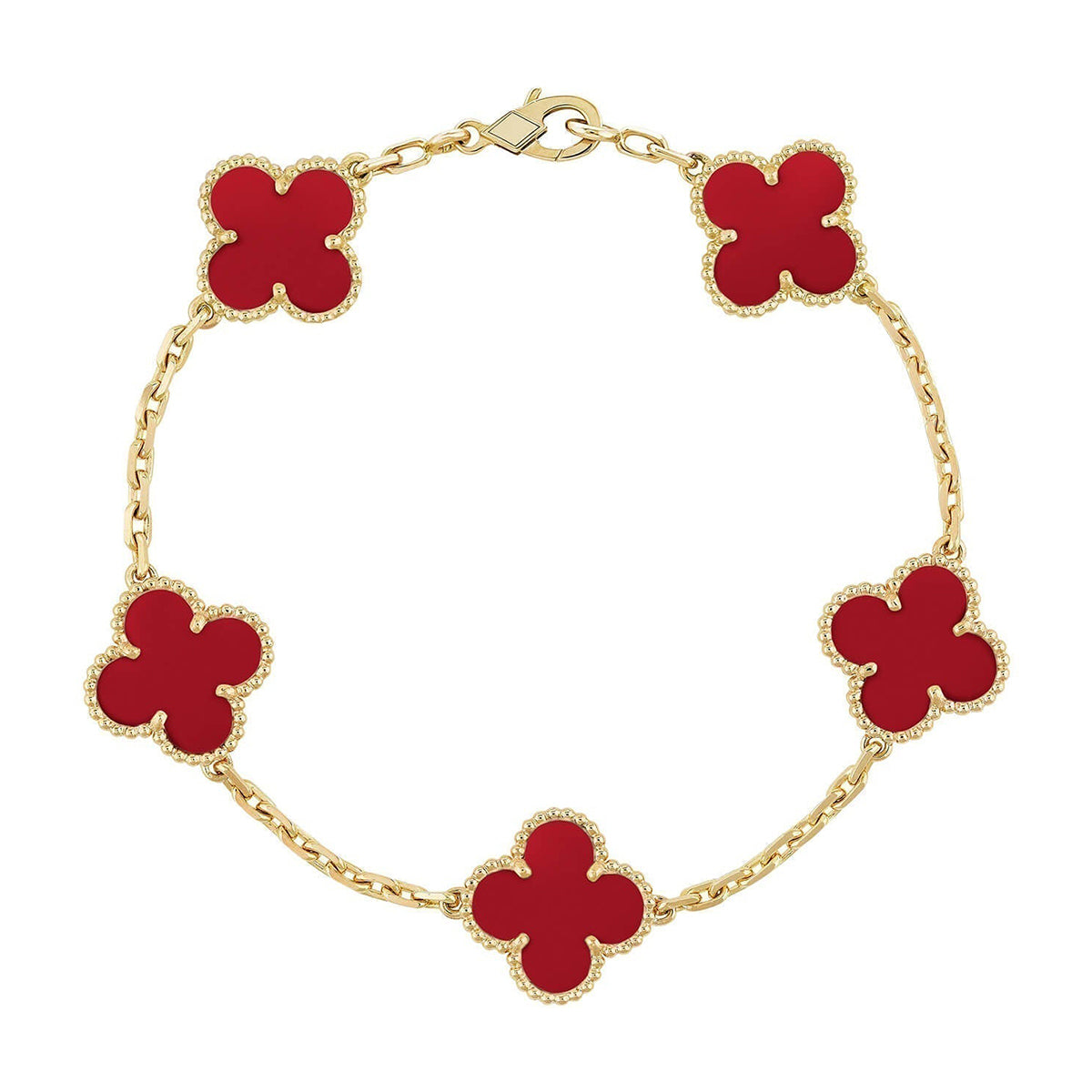 [Limara]  CLOVER 5 MOTIF RED CORNELIAN BRACELET COLLECTION