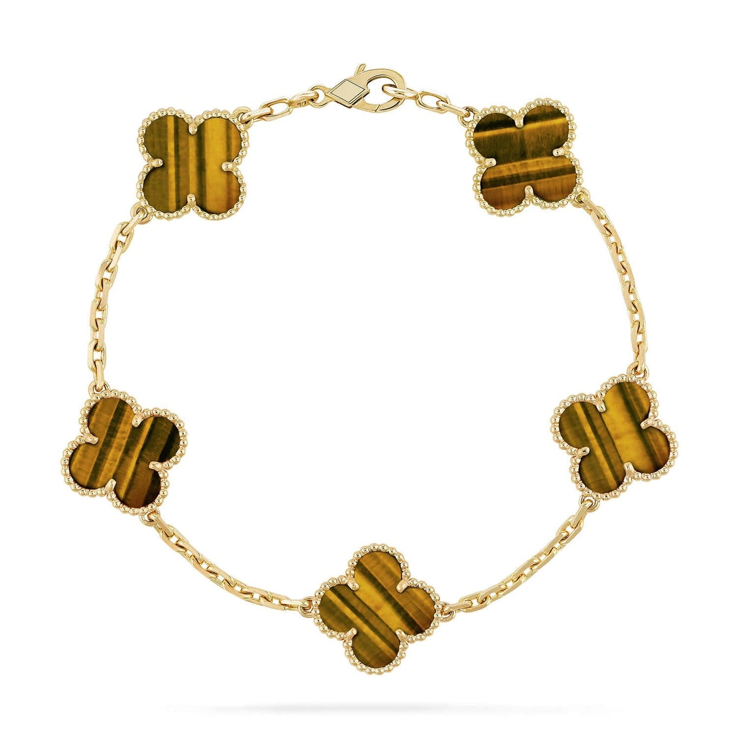 [Limara]LUCKY CLOVER 5-MOTIF BRACELET -  TIGER’S EYE COLLECTION