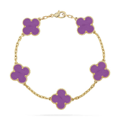 [Limara]LUCKY CLOVER 5-MOTIF BRACELET - VIOLET COLLECTION